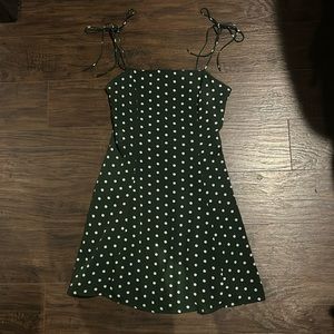 Dark green and white polka dot skater dress